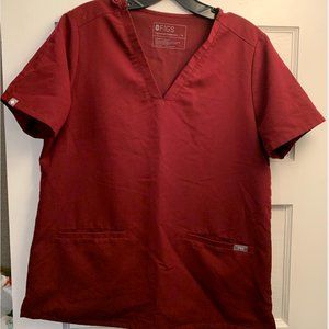 Figs Burgundy Scrub Top Medium